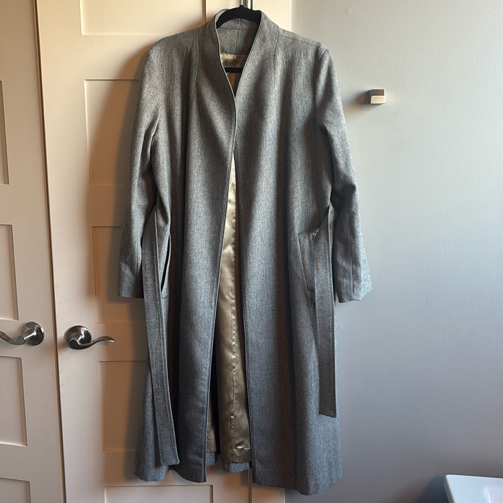 Vintage gray wrap coat large belted super chic